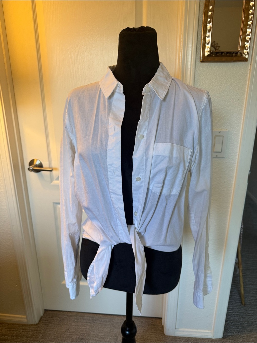 Madewell Classic White Tie-Front Women's Button-Up Shirt